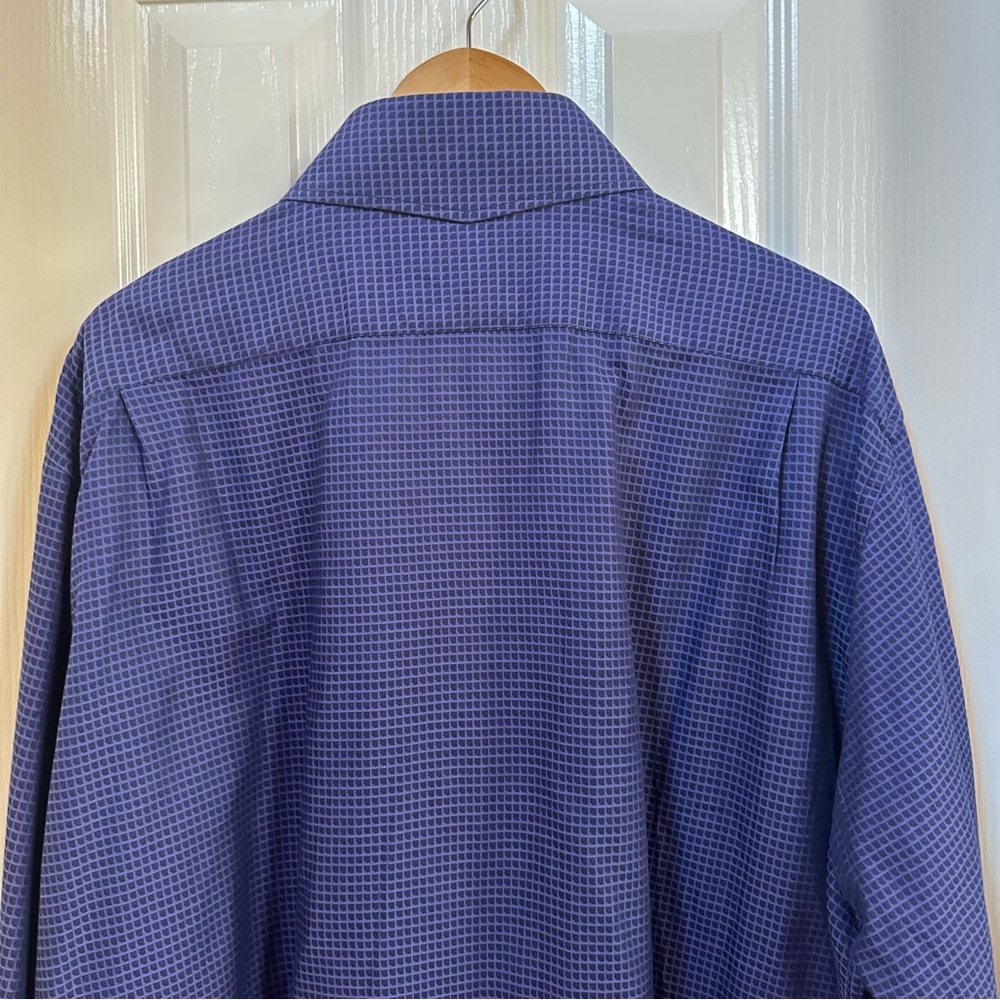 English Laundry Purple & Blue Checkered Cotton Long Sleeve Dress Shirt Sz 19 EUC - Picture 10 of 16